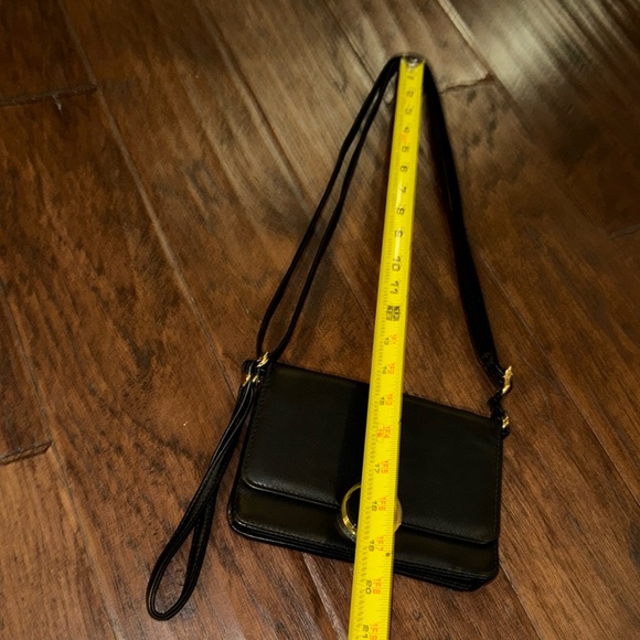 Black soft leather feel clutch gold metal adjustable strap cross body purse 7x5” - Picture 16 of 16